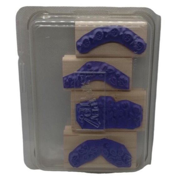 Stampin Up All Itty Bitty Borders 4 Piece Rubber Stamp Kit Mounted Floral Leaves - Picture 4 of 4